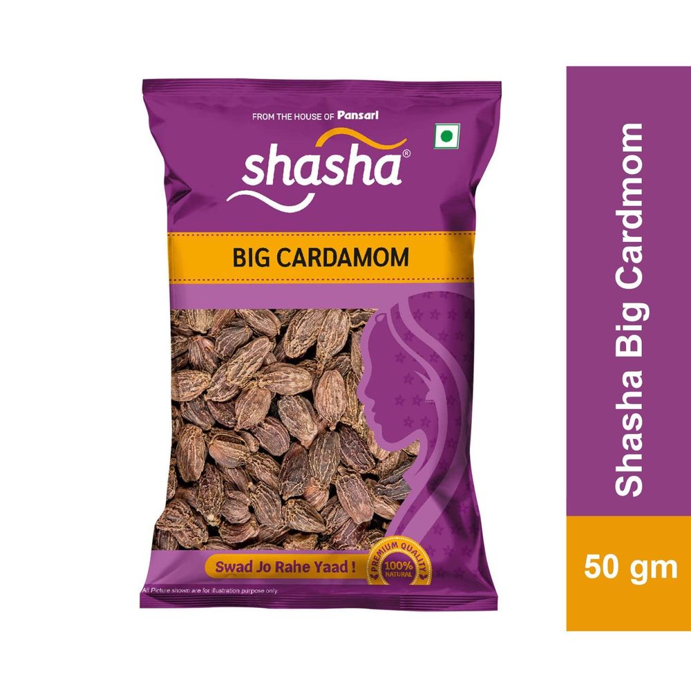 Shasha Big Black Cardamom Whole/Badi Elaichi - From The House Of Pansari